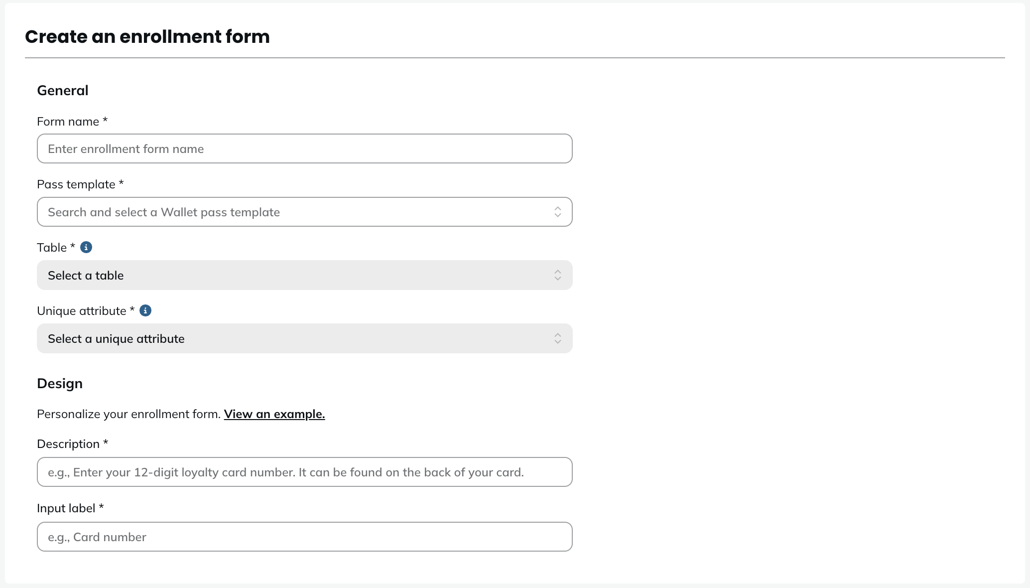 Define the fields