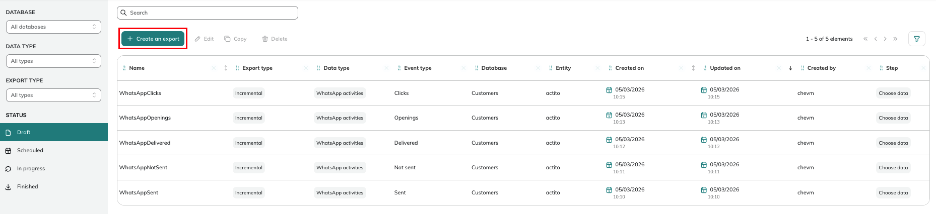 Create an export