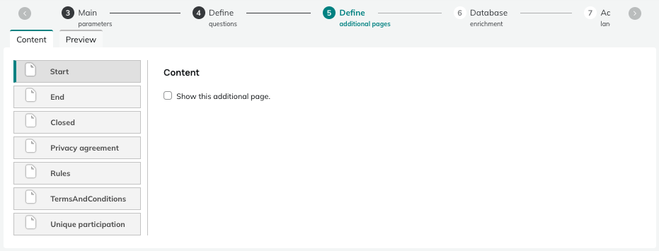 Define additional pages