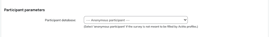 Participant parameters