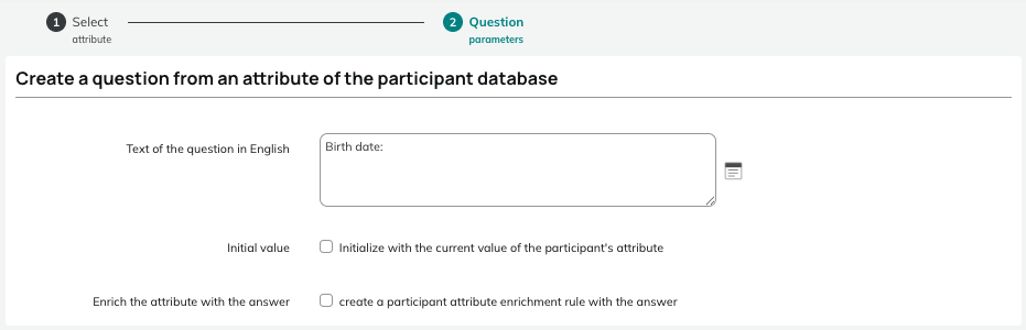 Question parameters