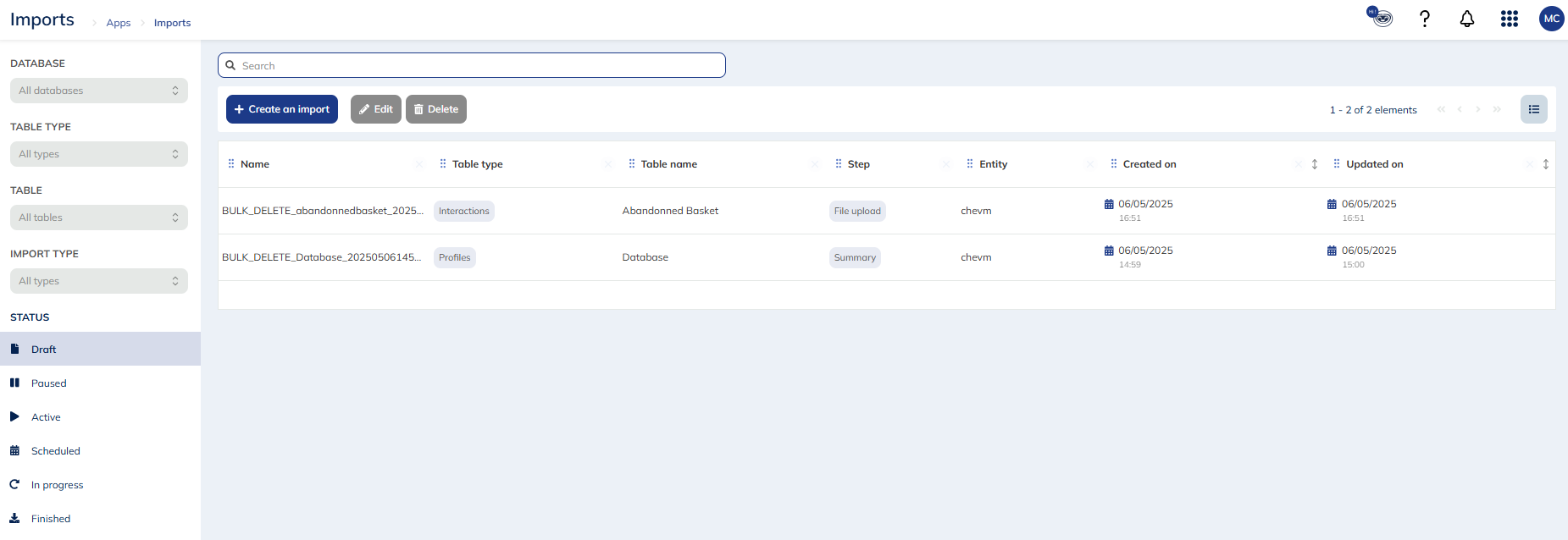 Imports app overview