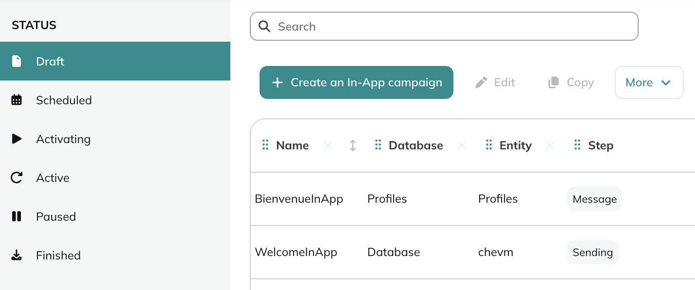 Creating an in-app campaign