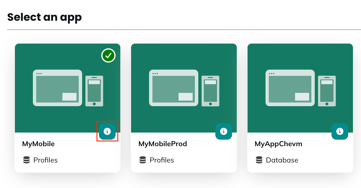 Selecting the app