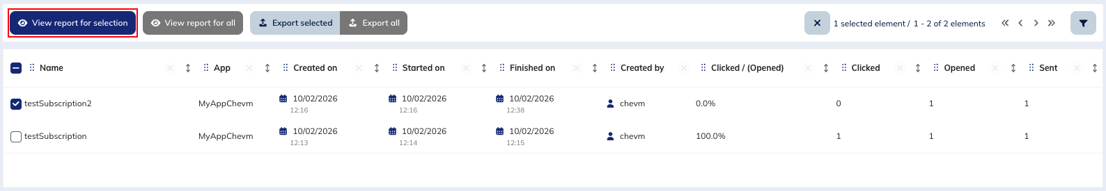 View report for one campaign