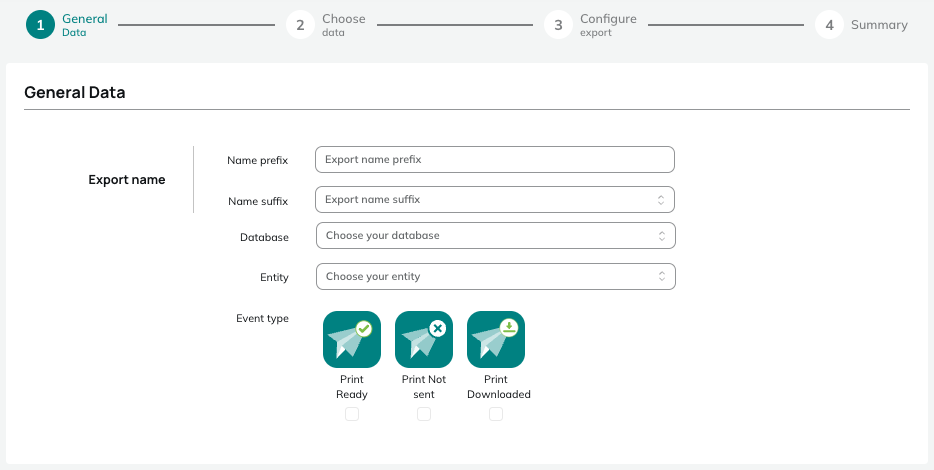 Event types for Print activities, Call center activities and Custom audience activities exports