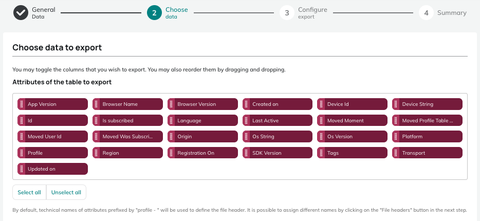 Data for Profile, Devices, Linked Data, Interaction and Repository exports