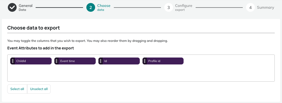 Data for Linked data changes, Interaction changes and Repository changes exports