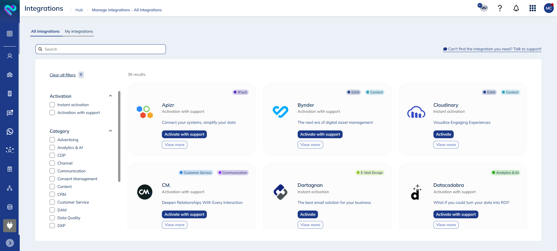 Integrations app overview