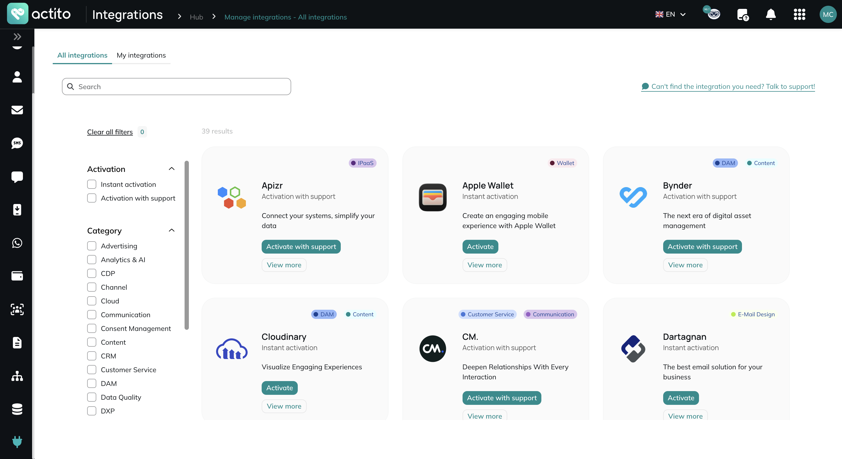 Integrations app overview