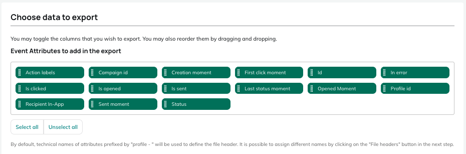 In-App event attributes