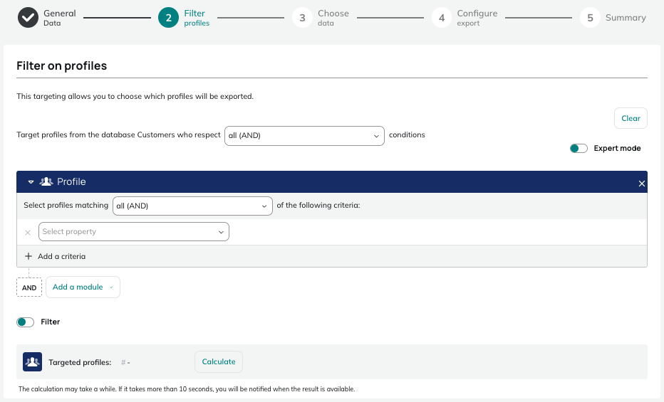 Step 2: Data filter