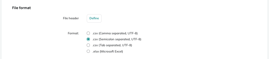 Format of file