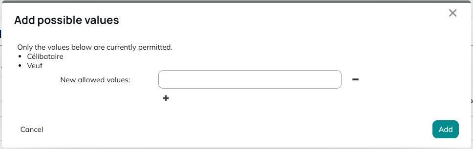 List of allowed values