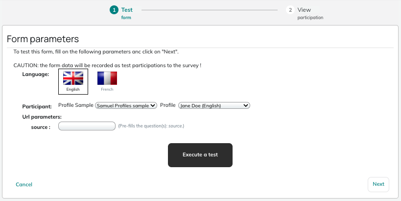 Test the form