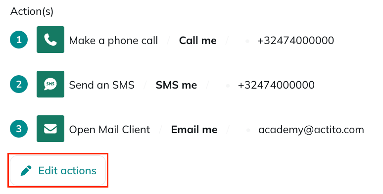 Edit actions