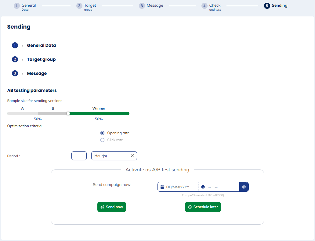Send A/B test campaigns
