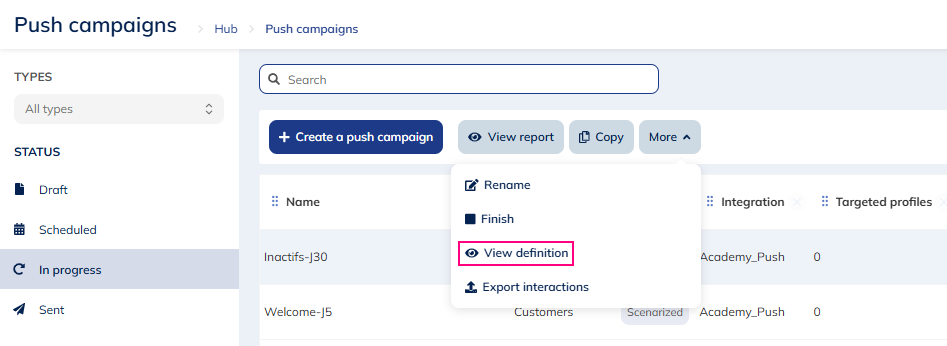 View definition push
