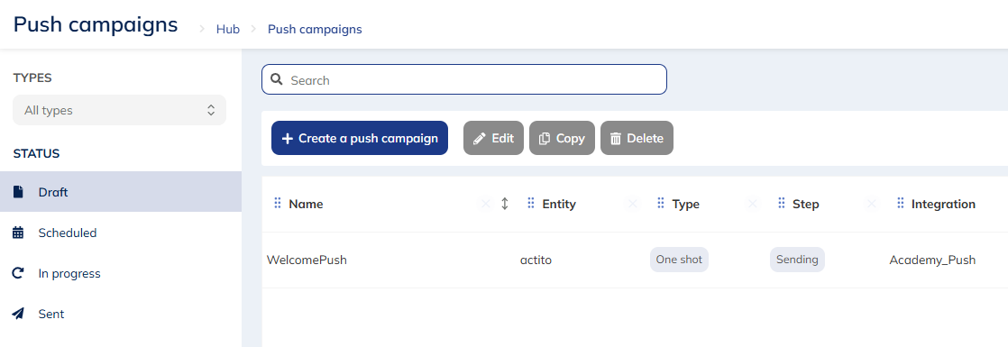 Create a push campaign
