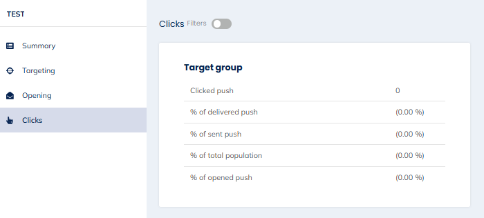Clicks tab