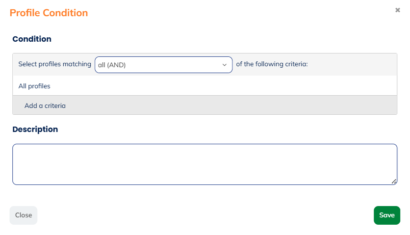 Profile condition block parameters