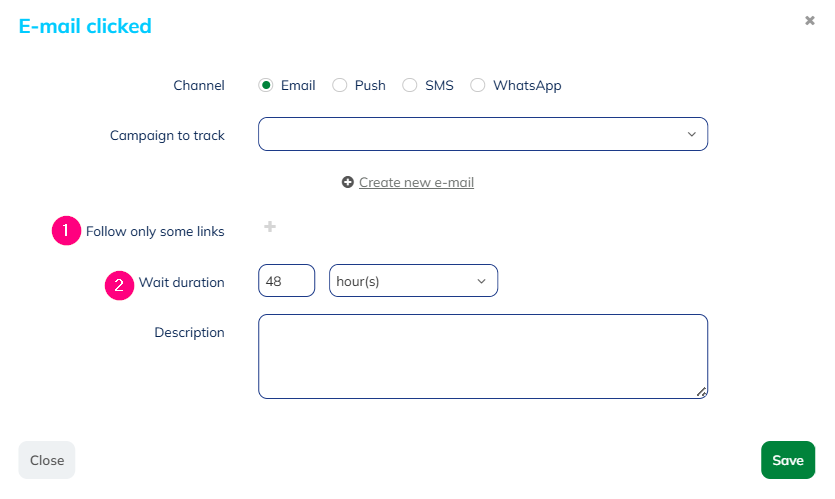 Campaign clicked block parameters