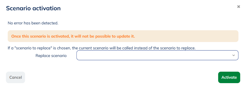 Replace the scenario warning