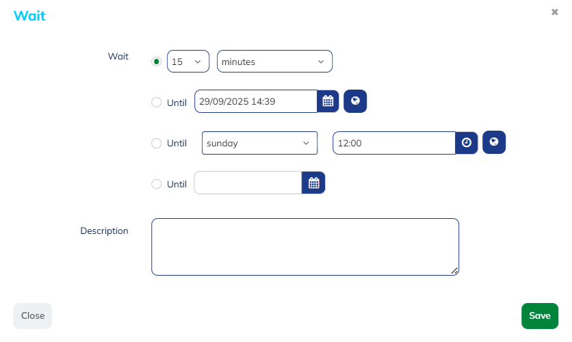 Wait block parameters