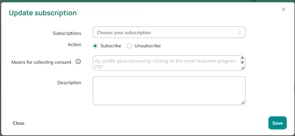 Update subscription block parameters