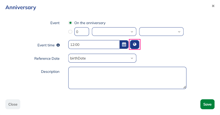 Anniversary block parameters