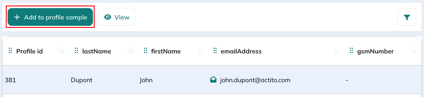 Add to profile sample