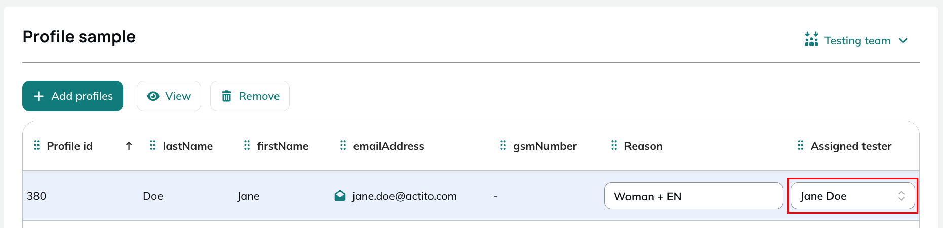 Assign to tester