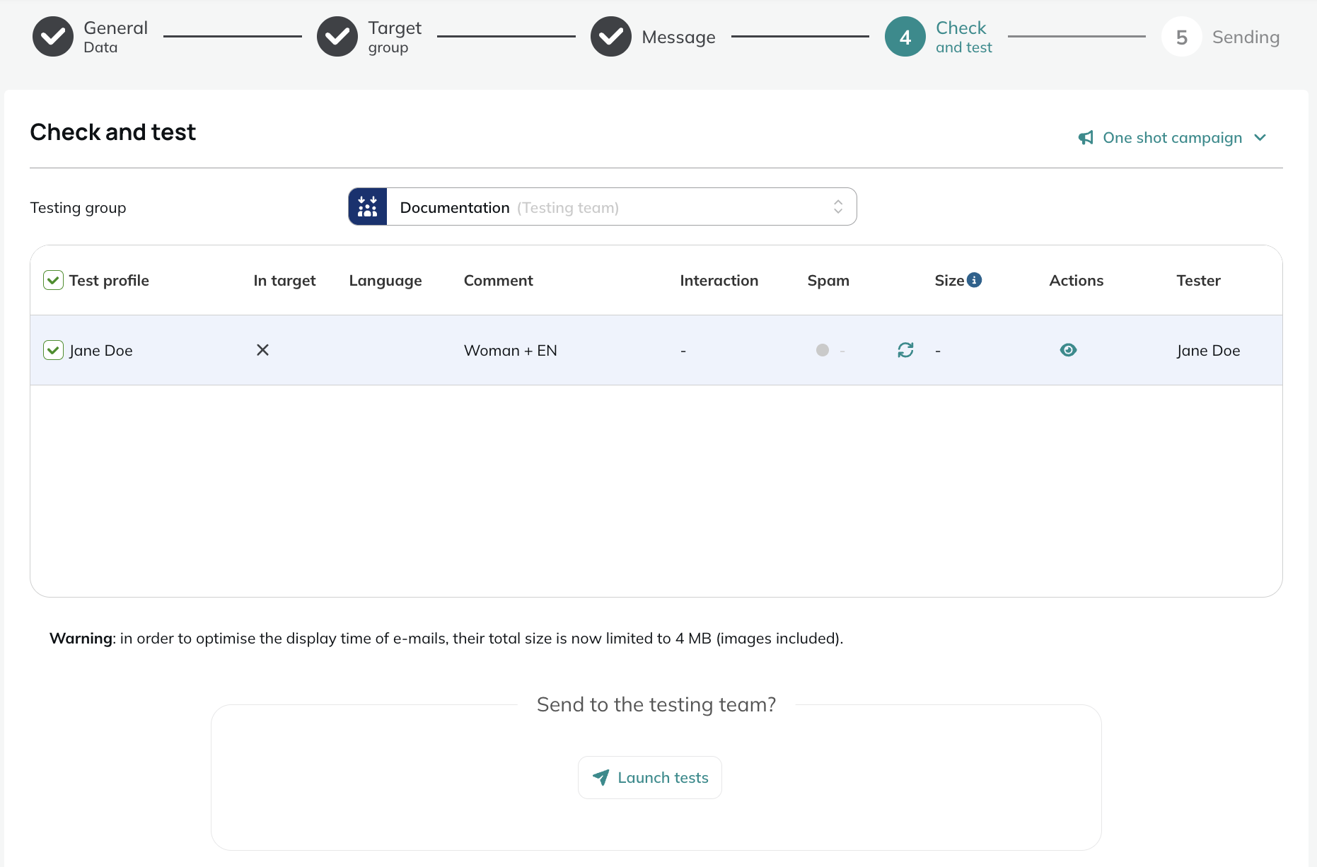 Using a testing team