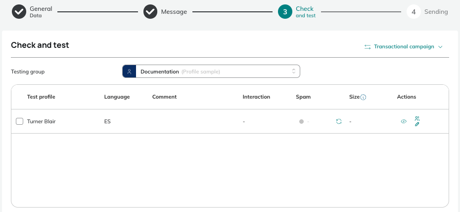 Test button for provided by API personalizations