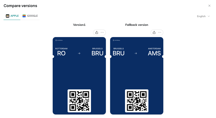 Compare versions