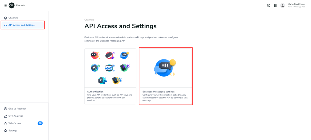 API access &amp; settings