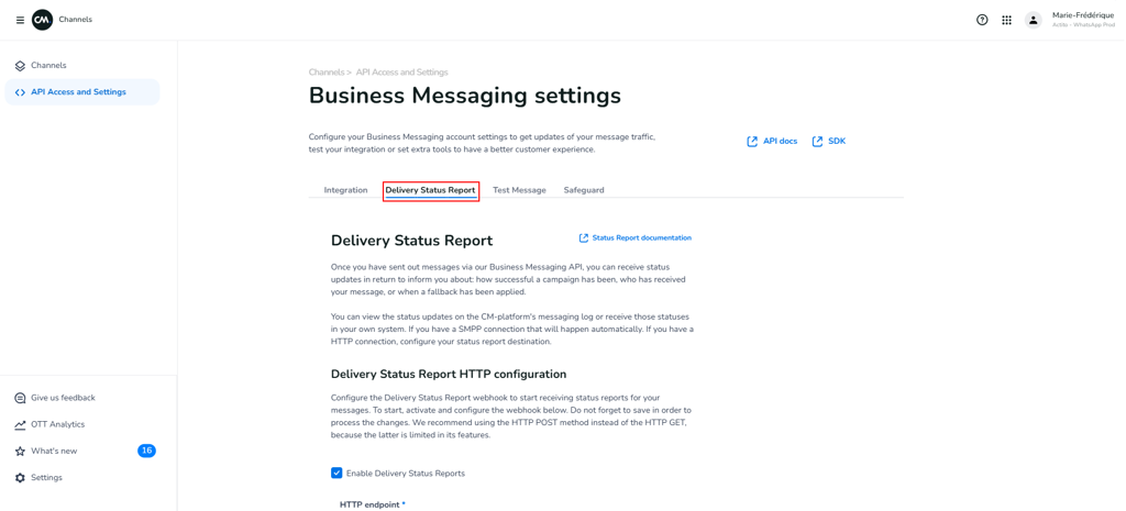 Delivery Status Report