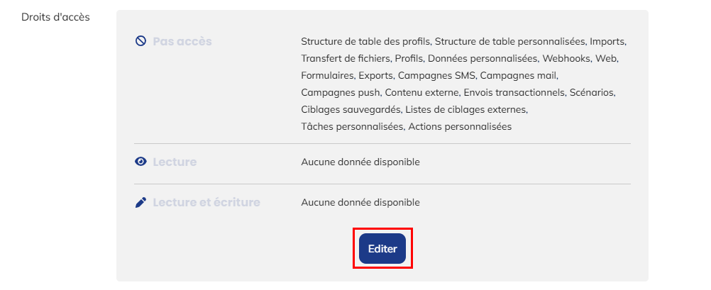 Administrar derechos de acceso personalizados