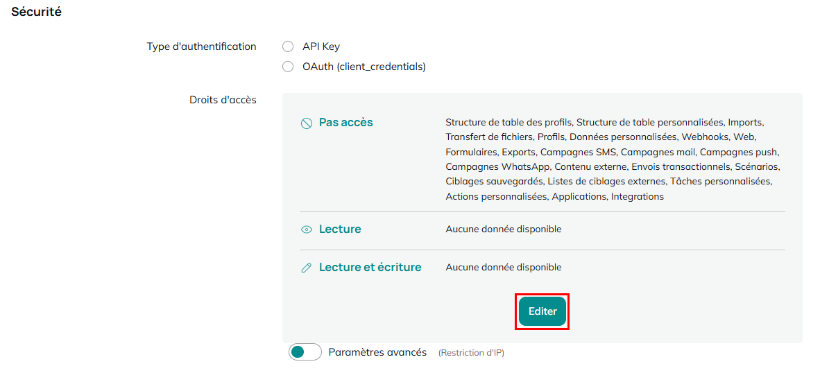 Administrar derechos de acceso personalizados