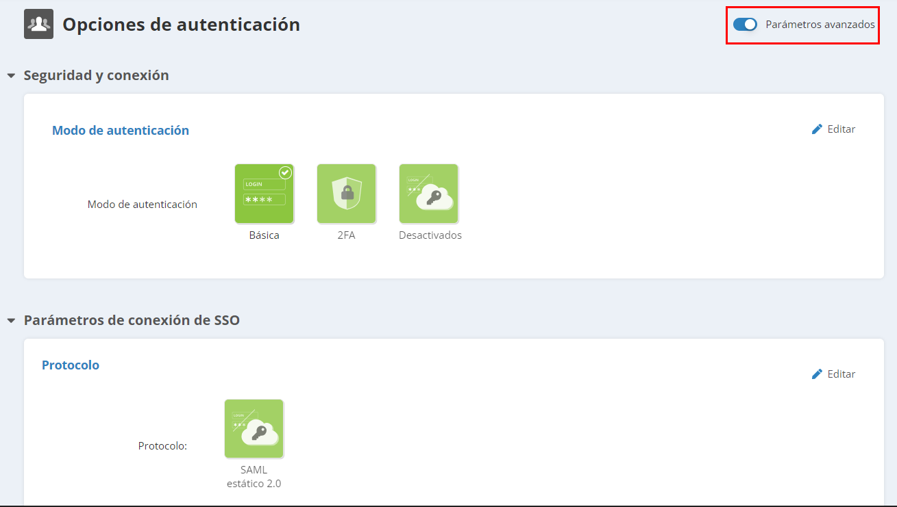 Configuración avanzada