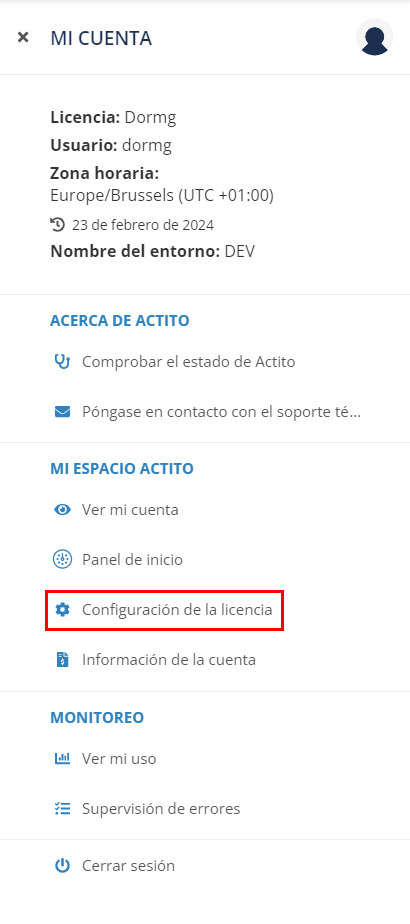 Configuración de la licencia