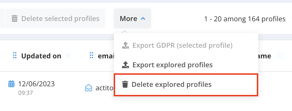 Delete profiles list