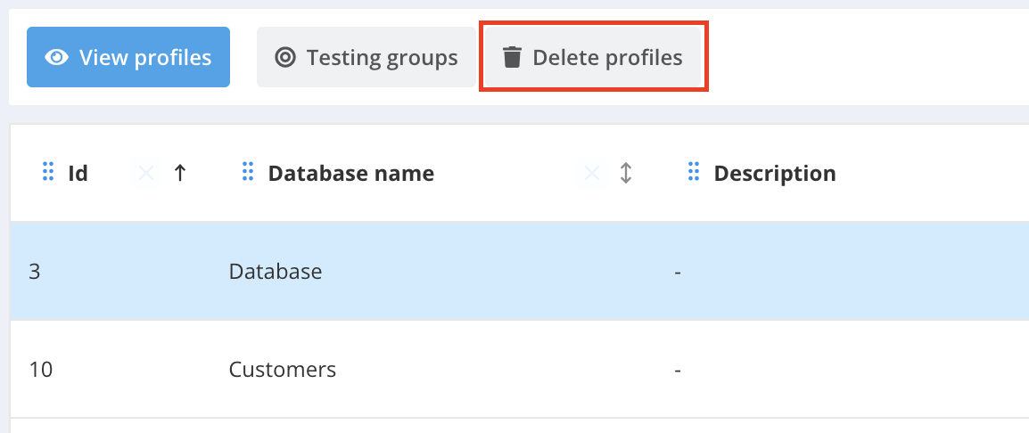 Delete profiles list