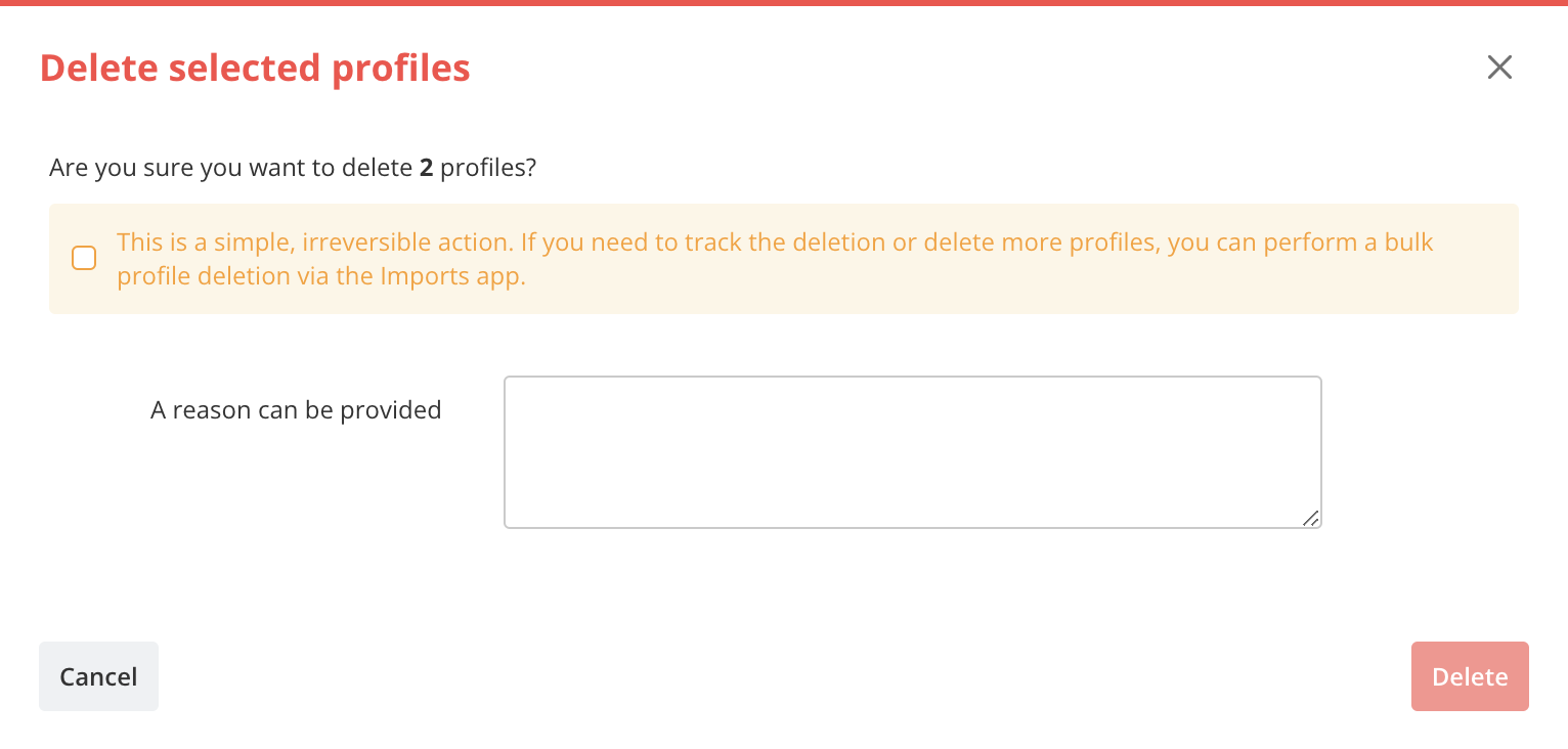Validating the deletion