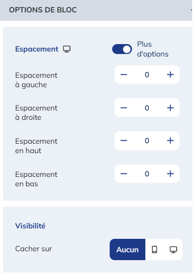 Opciones de bloque