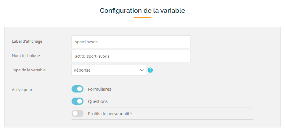 Configuración de variable