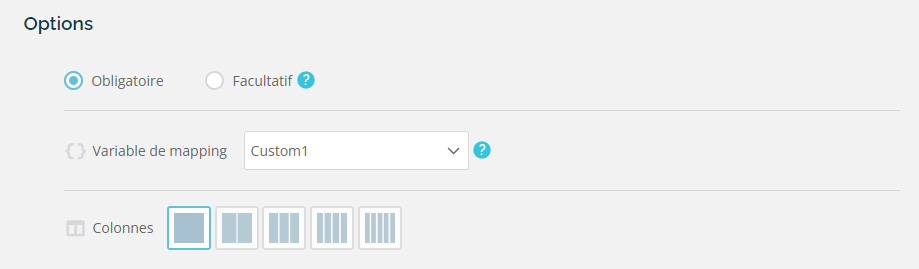 Configuración de opciones de variable