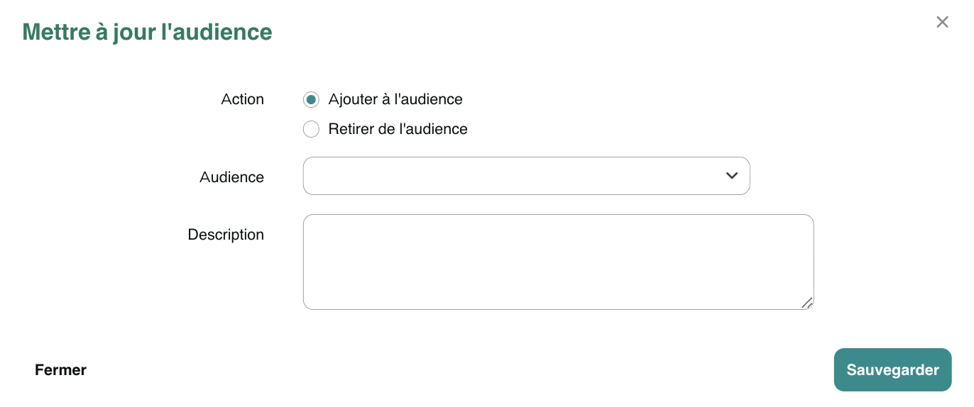 Menú del bloque de audiencias
