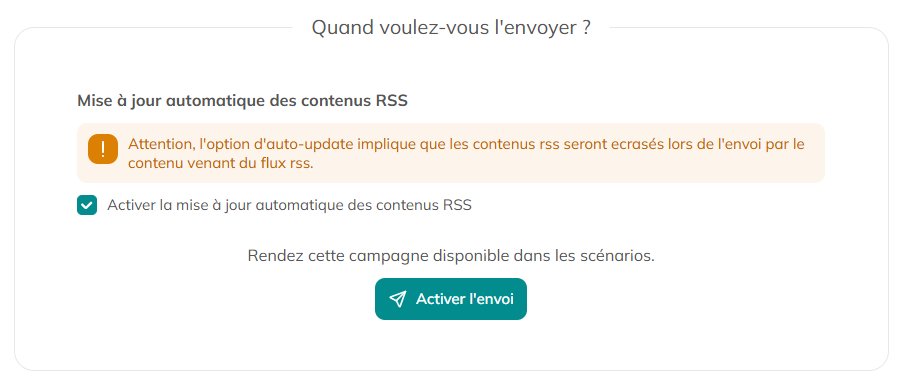 Activer l'envoi