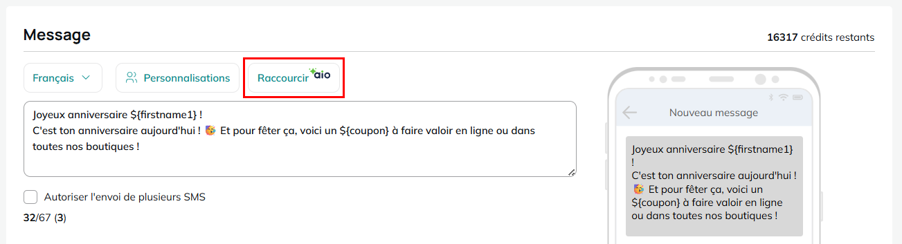 Shorten SMS